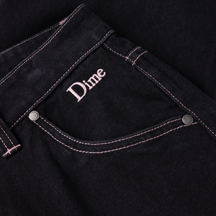 Dime - Classic Relaxed Denim Pants - Black/Contrast Stitch