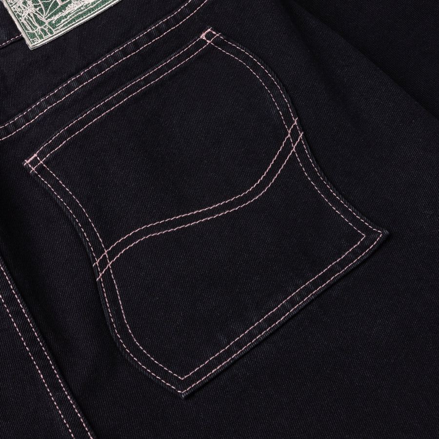 Dime - Classic Relaxed Denim Pants - Black/Contrast Stitch