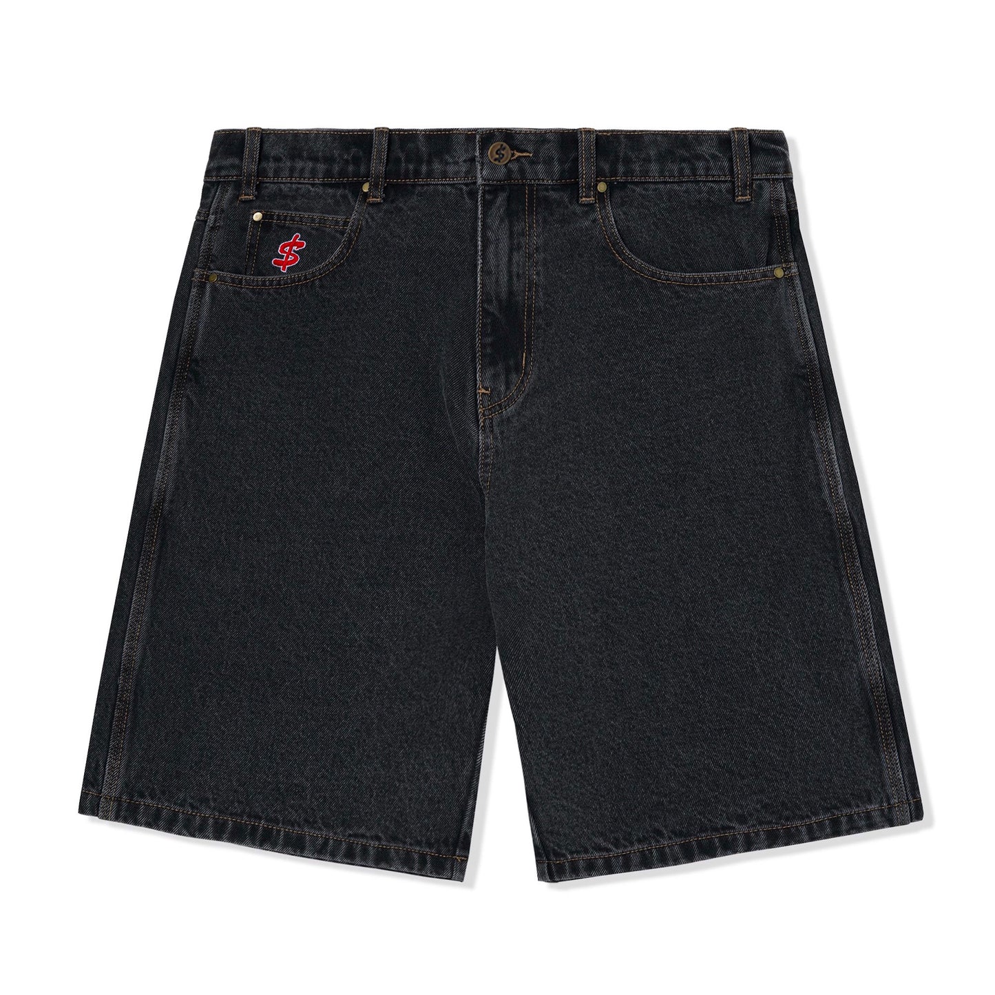 Cash Only - Logo Denim Shorts - Washed Black