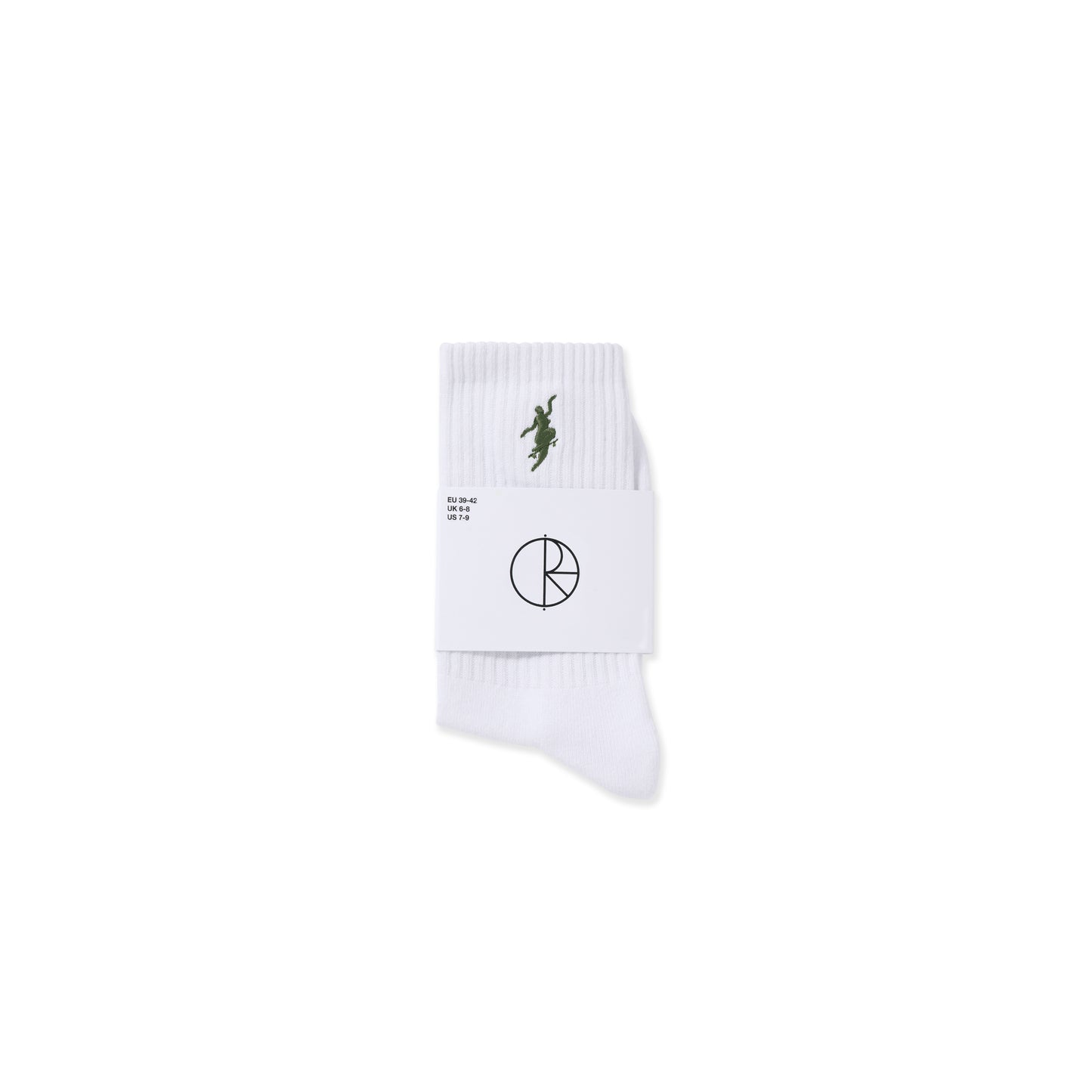 Polar Skate Co. - Rib Socks | No Comply - White/Army Green