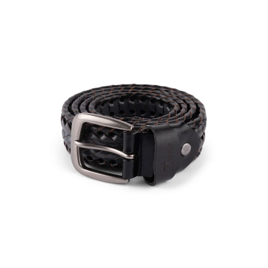 Dime - Braided Leather Belt - Black/Charcoal