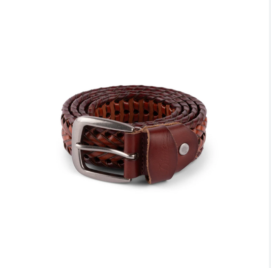 Dime - Braided Leather Belt - Caramel Brown