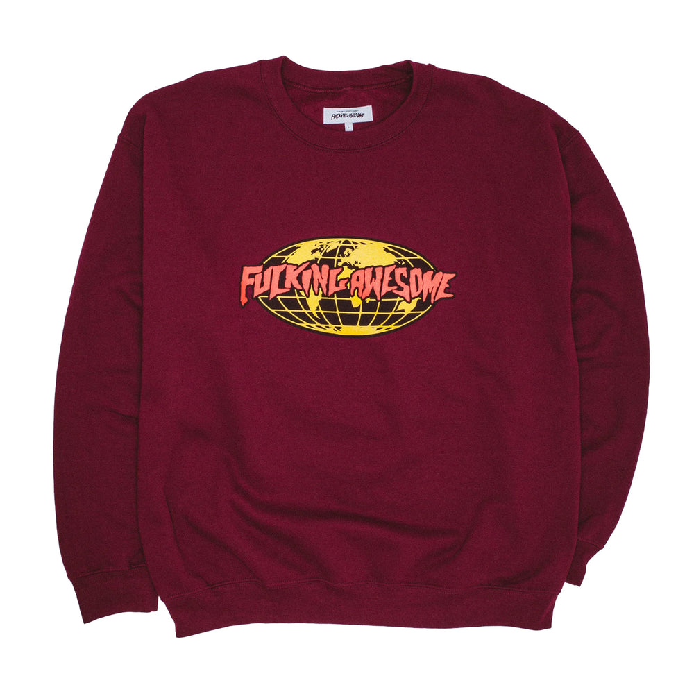 Fucking Awesome - World Logo Crewneck - Maroon